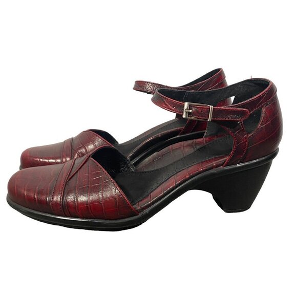 Dansko leather Mary Jane clogs oxblood croc embossed women's 39 - Picture 4 of 12